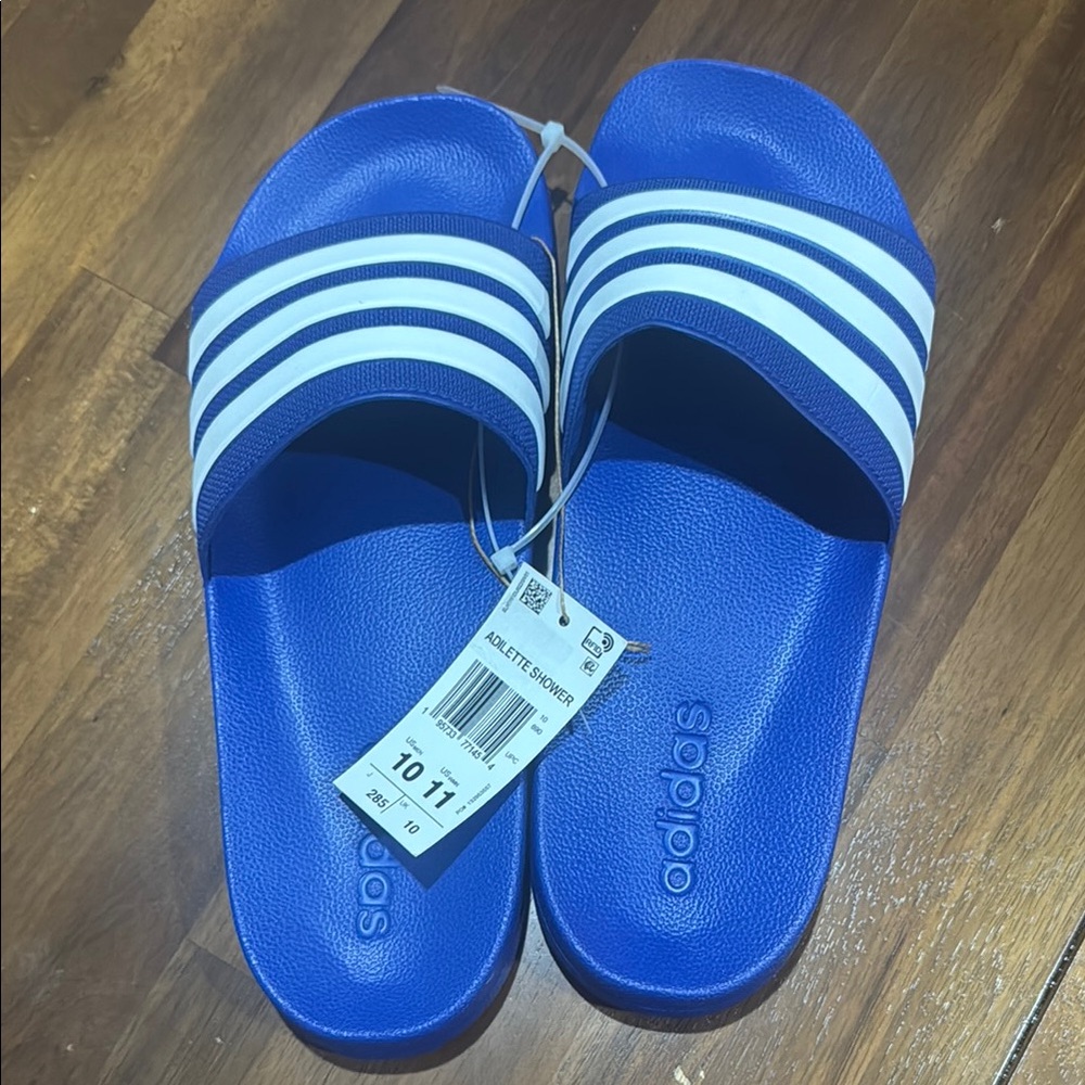 NWT Adidas Adilette Shower Blue and White Slides
